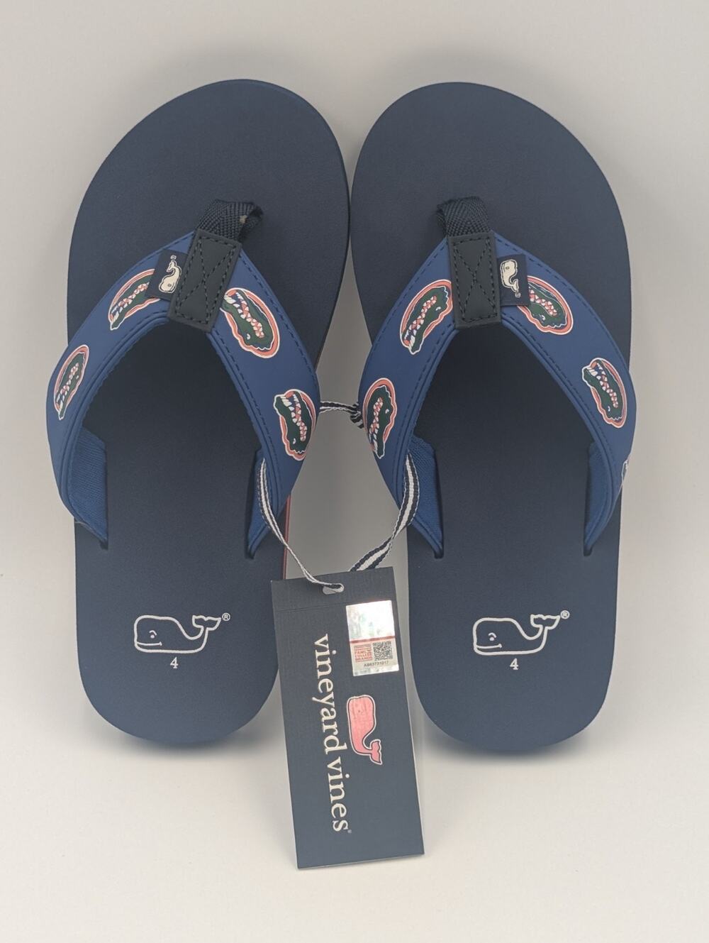 Vineyard Vines Florida Gators Youth Size 4 Flip Flops Sandals Game Day NWT